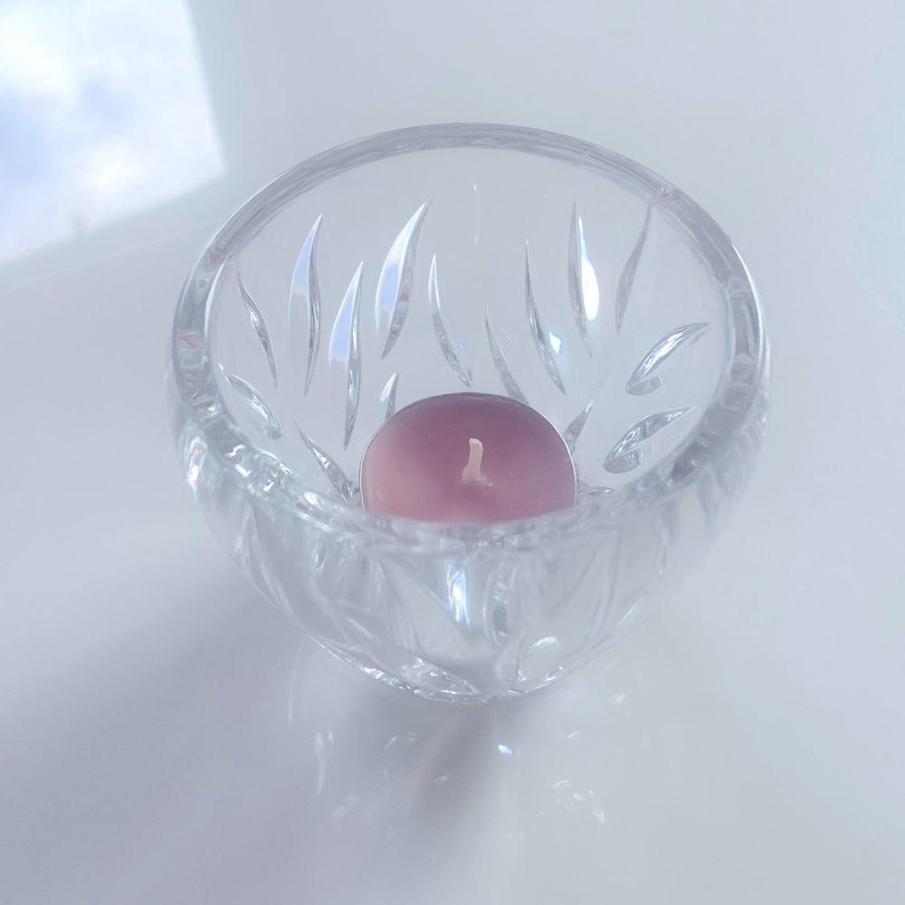 Clear cut glass crystal candle holder